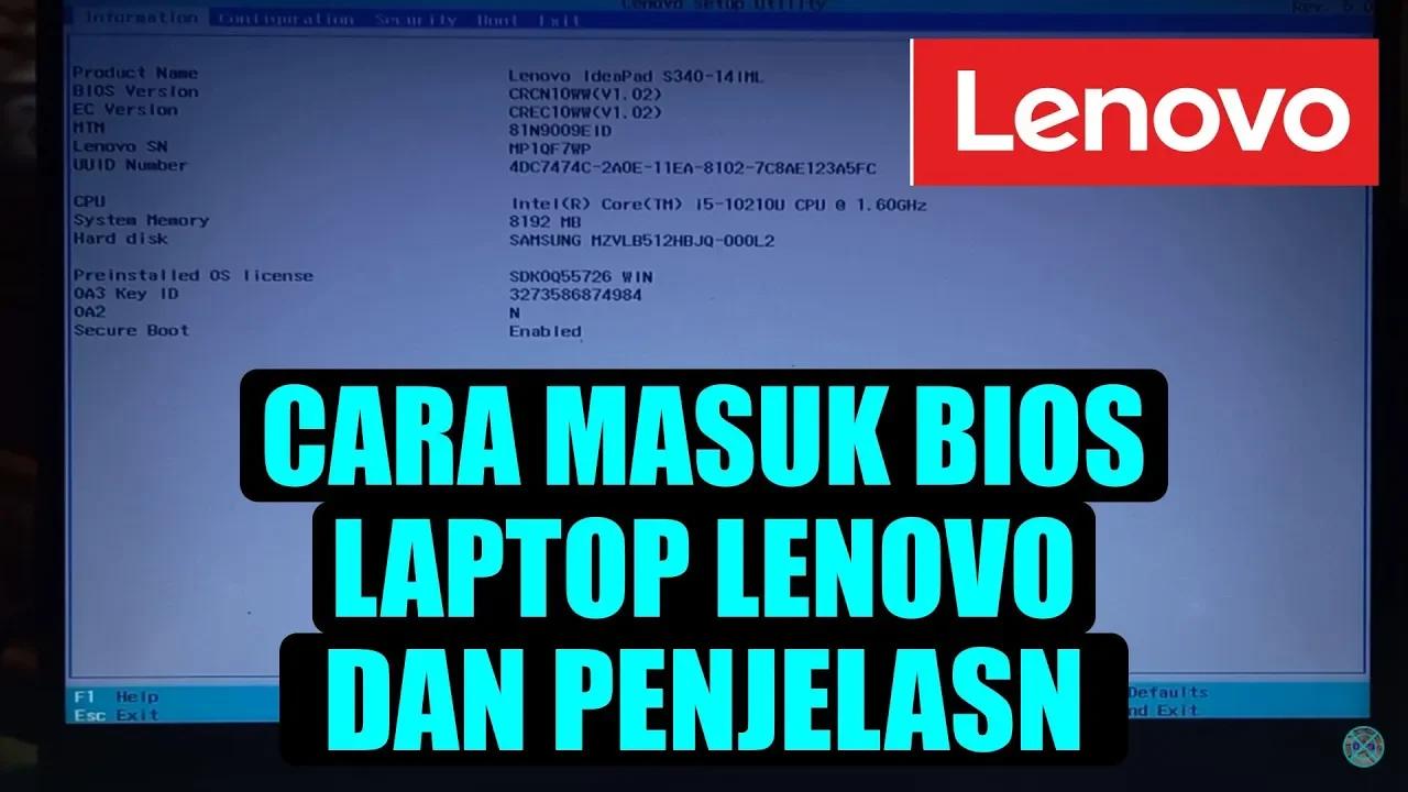 CARA MASUK BIOS DAN PENJELASAN BEBERAPA SETTING BIOS LENOVO IDEAPAD