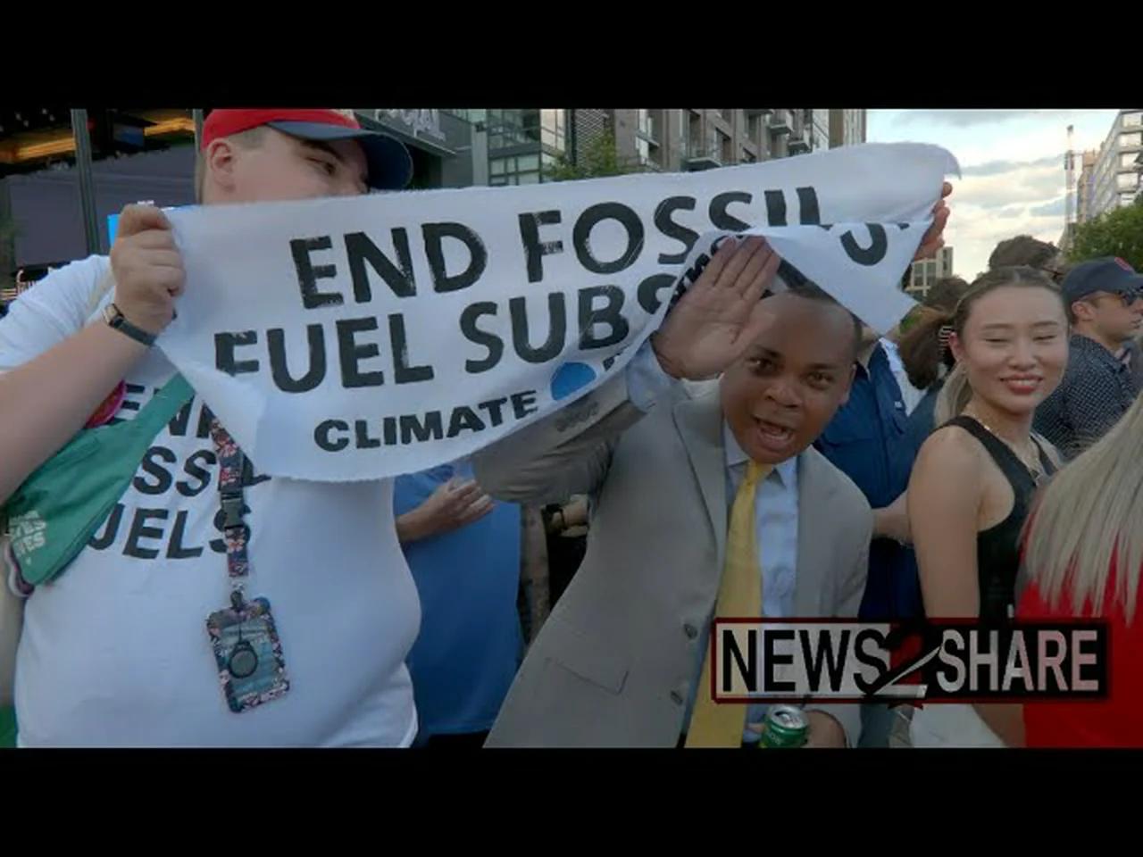 Climate Defiance activists protest 2024 Congressional Baseball Game