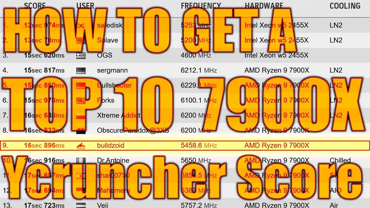How to get a TOP 10 score in 12 core Ycruncher-Pi 1B with a Ryzen 9 7900X