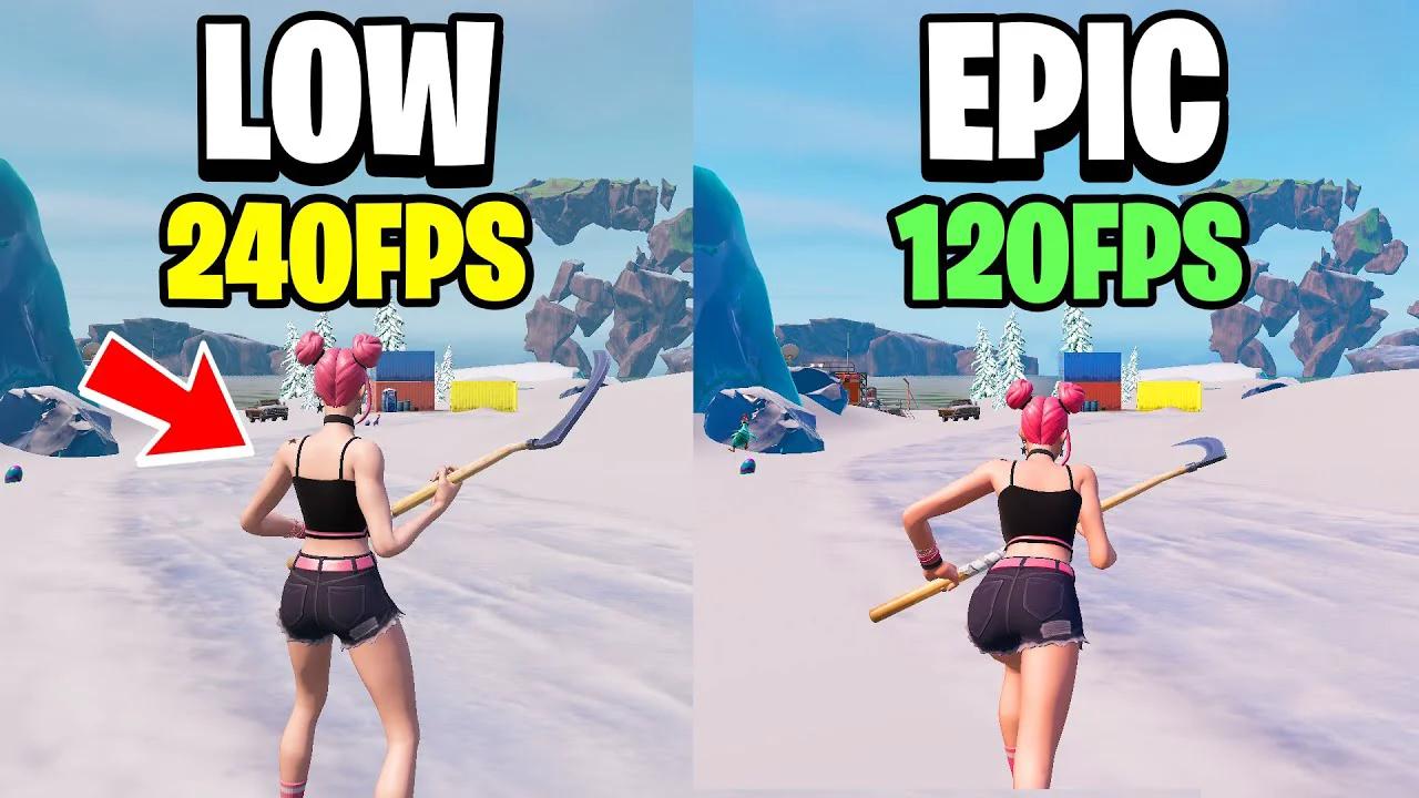 Low Settings VS Epic Settings on Performance mode Fortnite Chapter 4 ...
