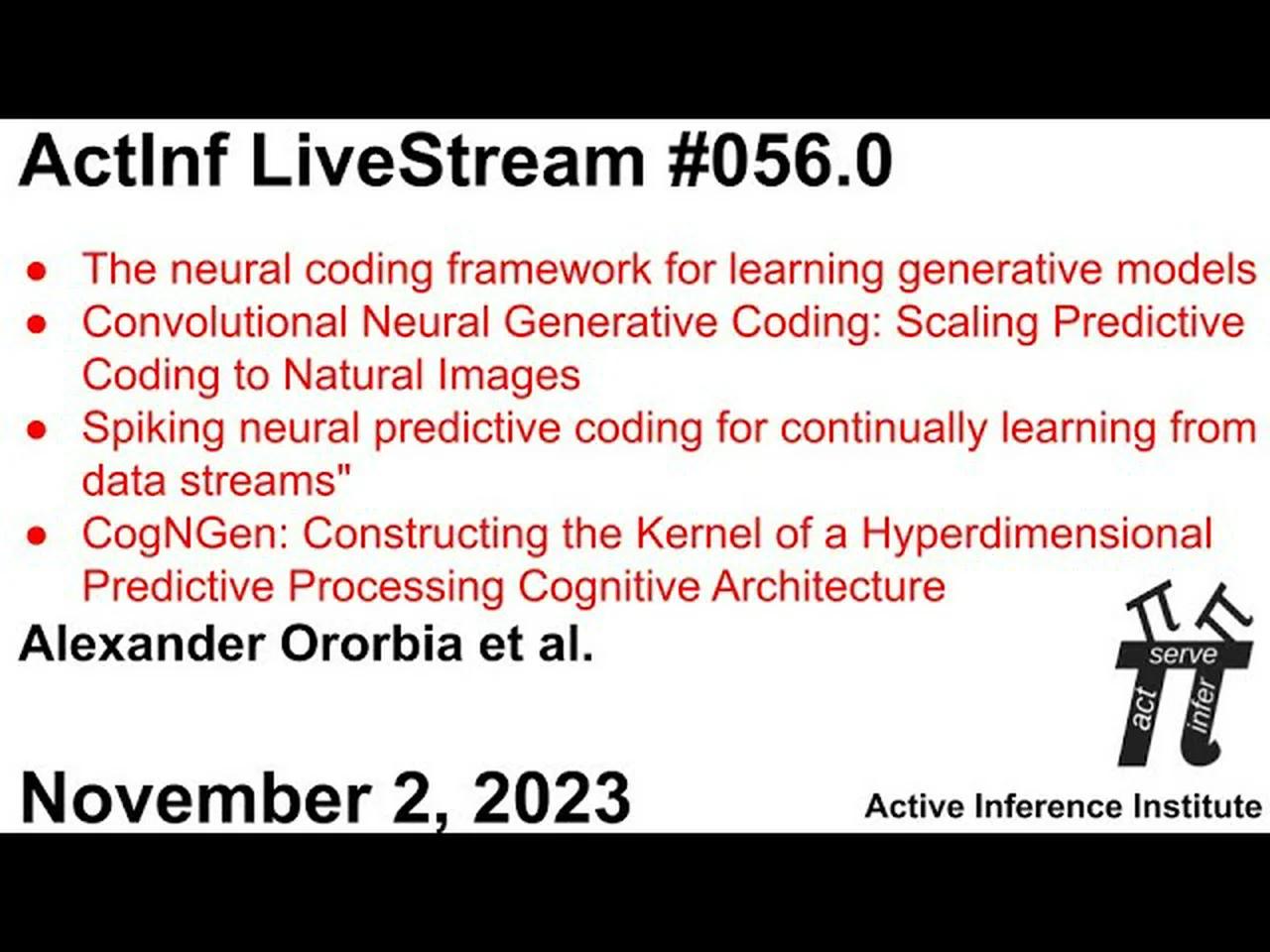 Active Inference LiveStream 056.0 ~ Neural coding, Predictive ...