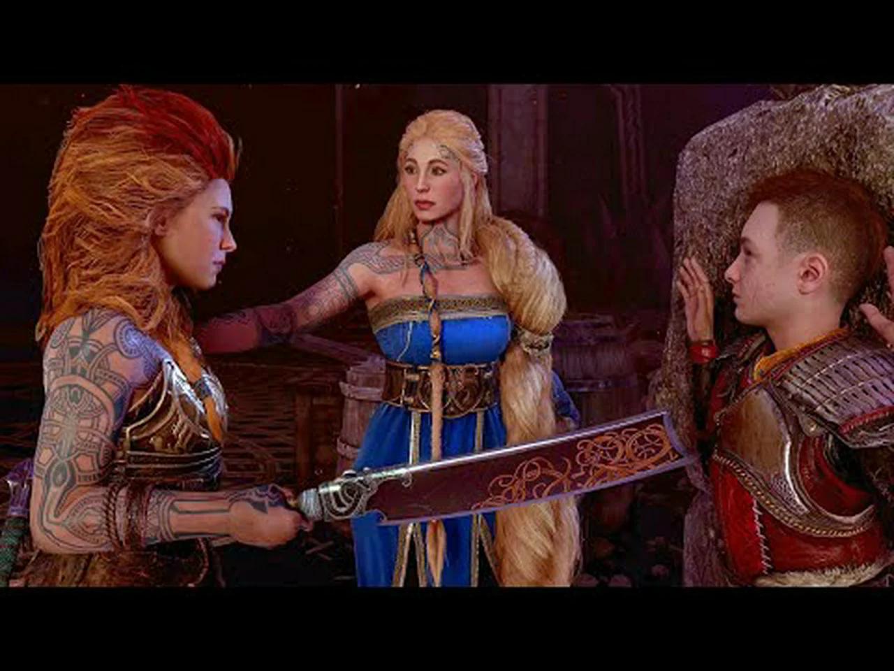 God of War 5 Ragnarok - Meeting Thor's Wife & Daughter Scene (4K 60FPS) PS5