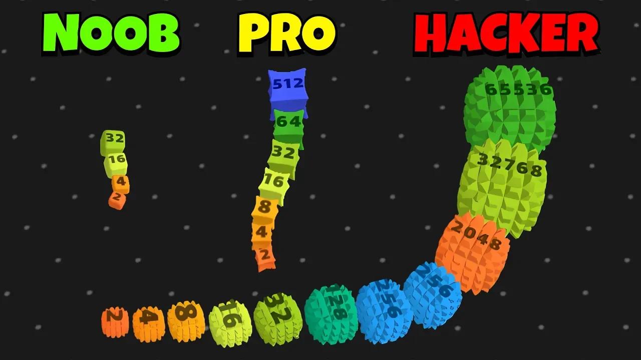 🤢 NOOB 😎 PRO 😈 HACKER | Snake Cube Arena - 2048 | iOS - Android APK