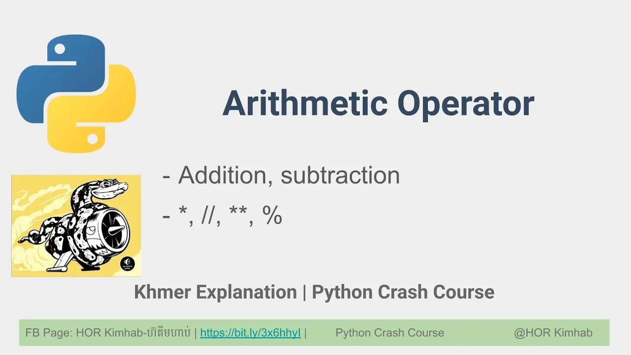 18. Arithmetic operators - Python Operator - Khmer HKimhab