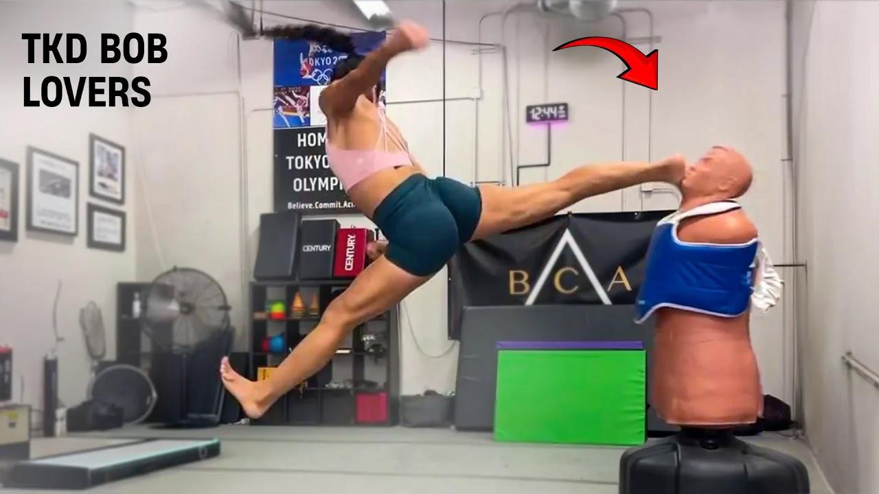 Taekwondo Girls 🔥 Master-Level Kicks on BOB Dummy | Ultimate Power ...