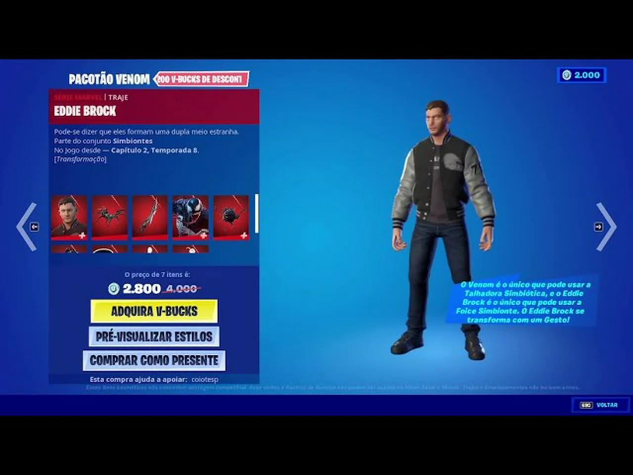 Chegou a Nova Skin Do Eddie Brock (Venom) - Fortnite