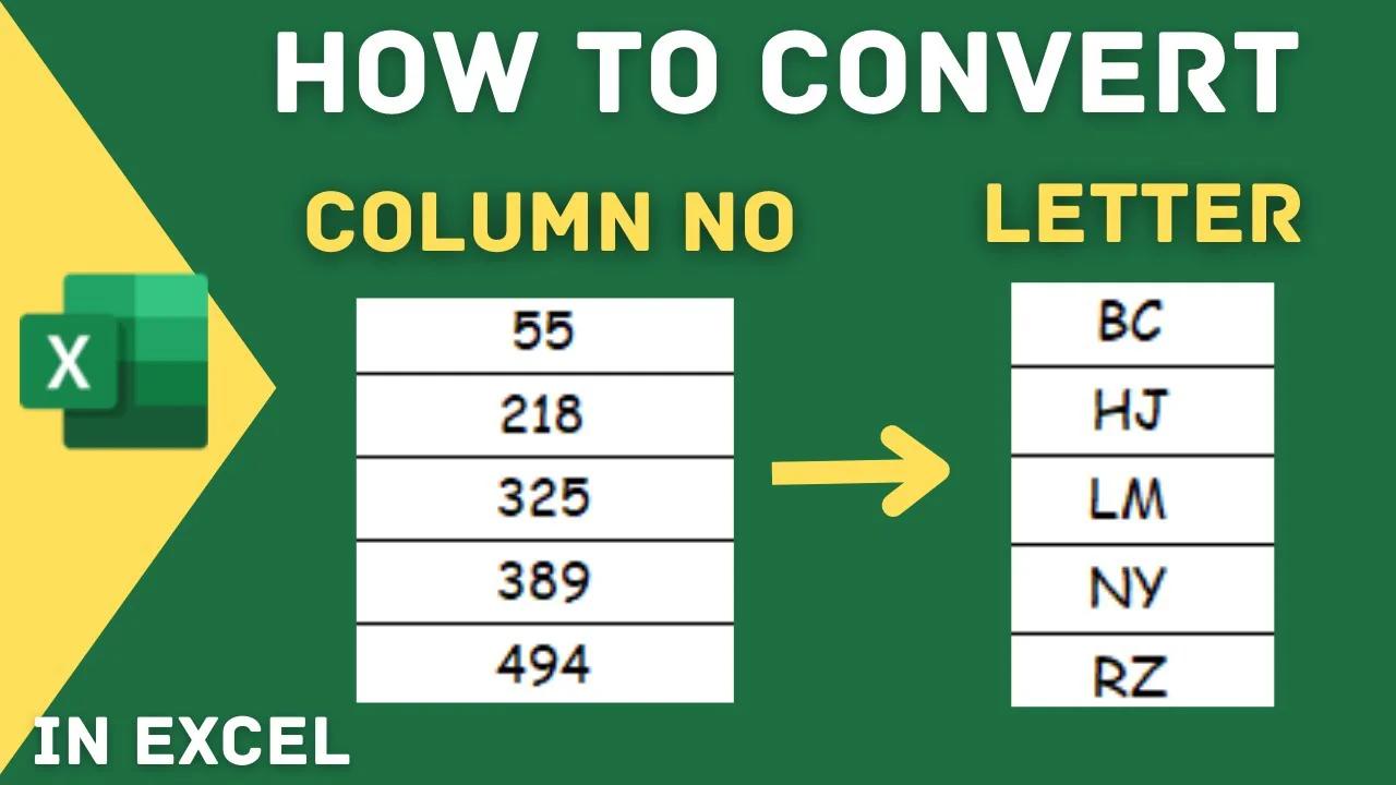 How to convert column number to letter in excel