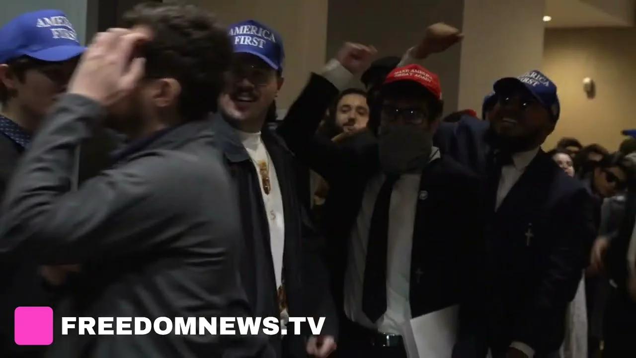 Nick Fuentes Rally held across from CPAC Shabbat Event in Marriott ...