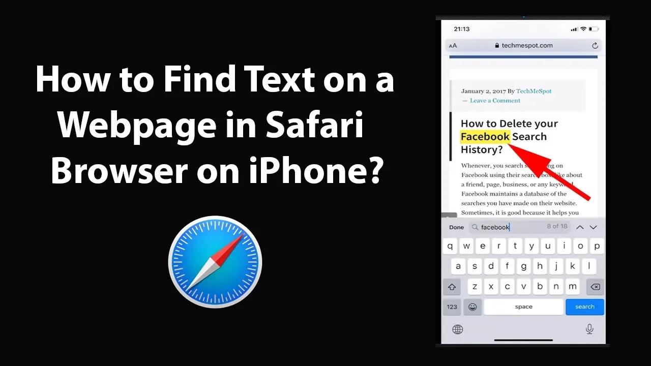 How to find text on a webpage in safari browser on iphone 