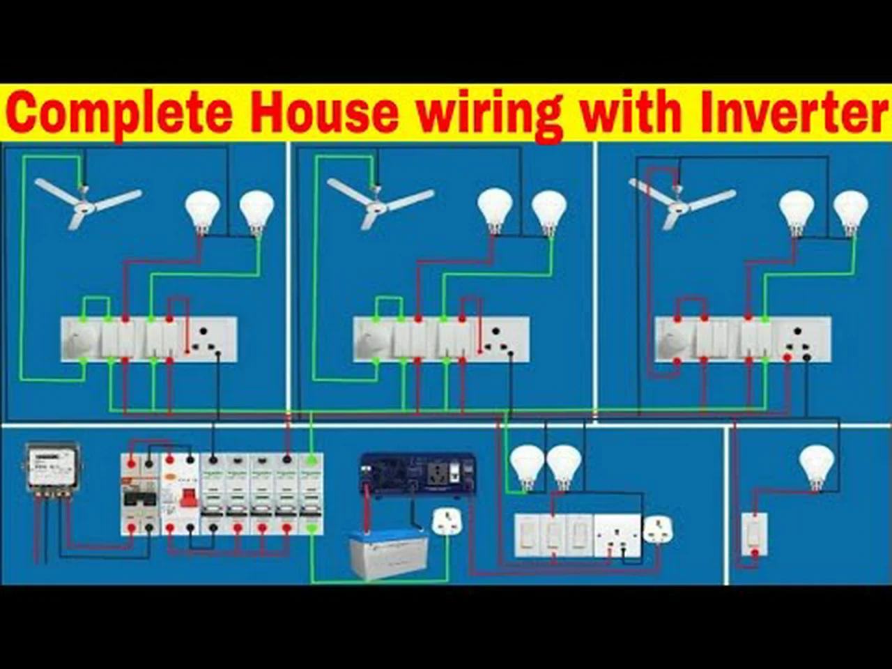 Complete House Wiring with inverter and rccb ,mcb connection for all ...