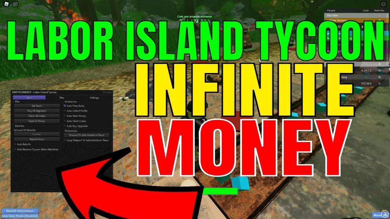 Labor Island Tycoon Roblox SCRIPT GUI - Infinite Money And More | Working