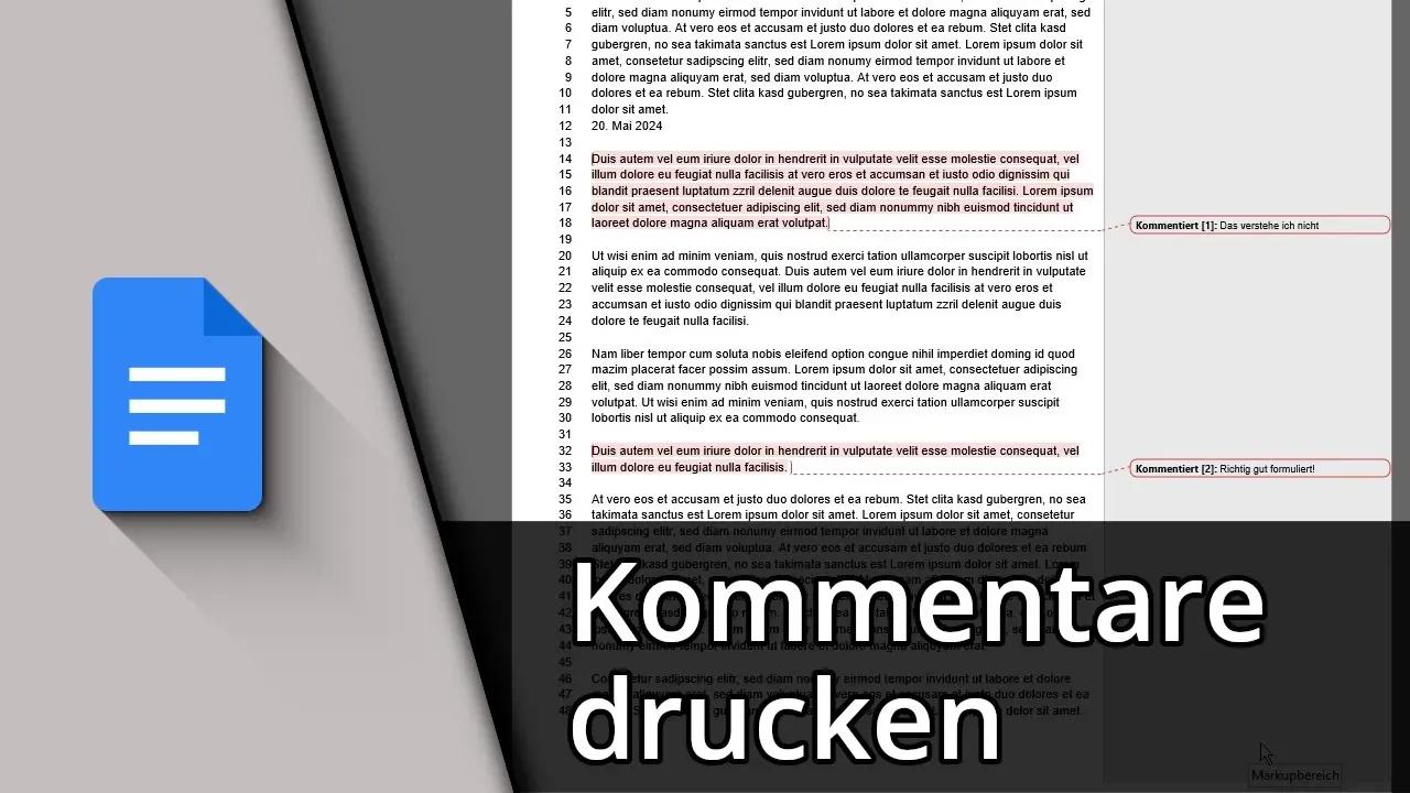 Google Docs Kommentare drucken Tutorial