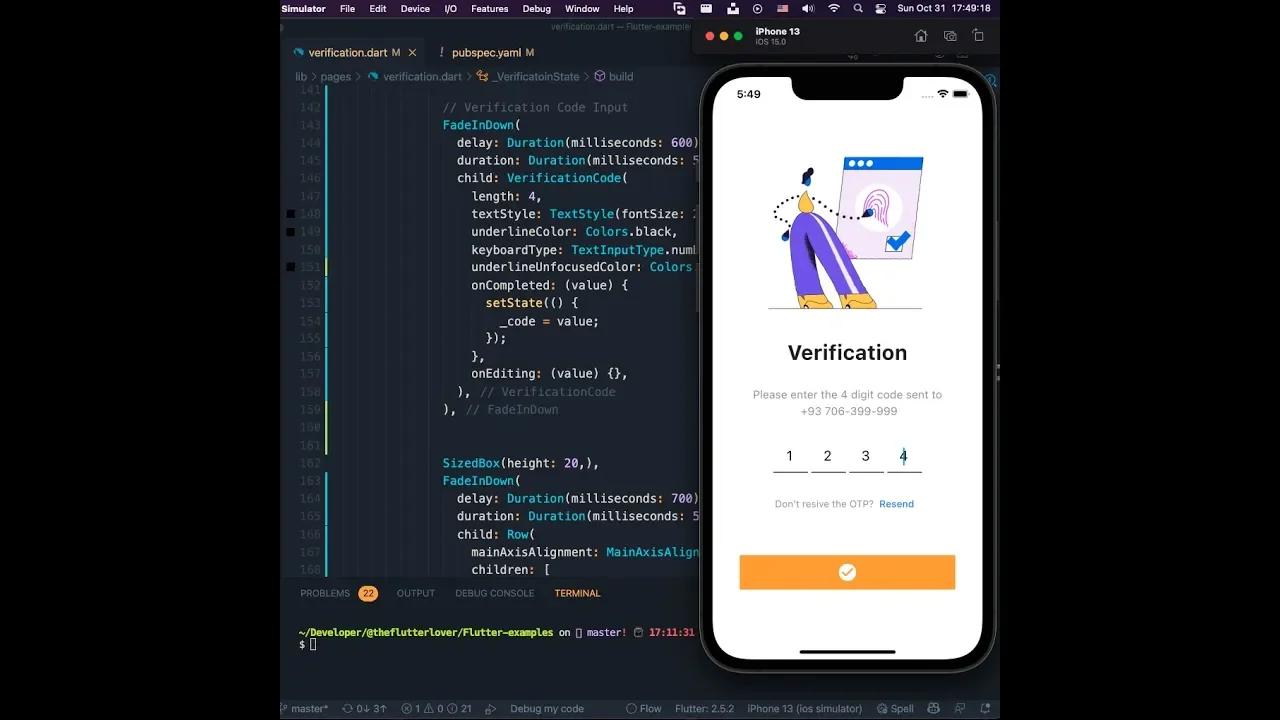Flutter UI | Verification Code Package Example