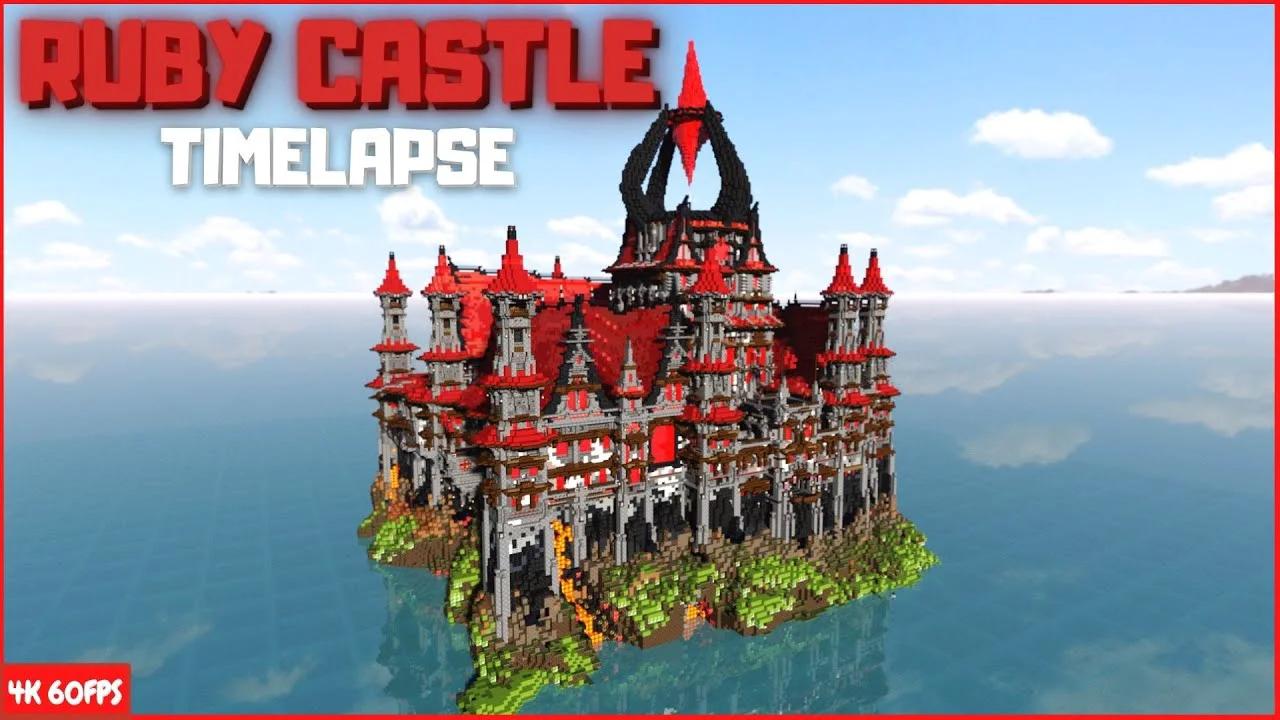 MINECRAFT Ruby Castle Exterior Building [Timelapse]