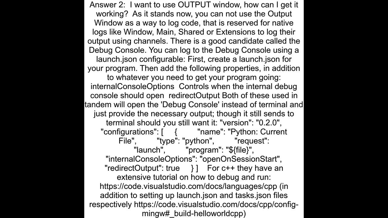 How to use OUTPUT in VSCode