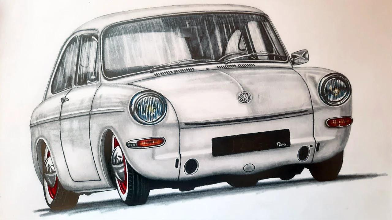 🎨 Drawing Car, Volkswagen Variant Coupe- Dessin Voiture, Volkswagen ...