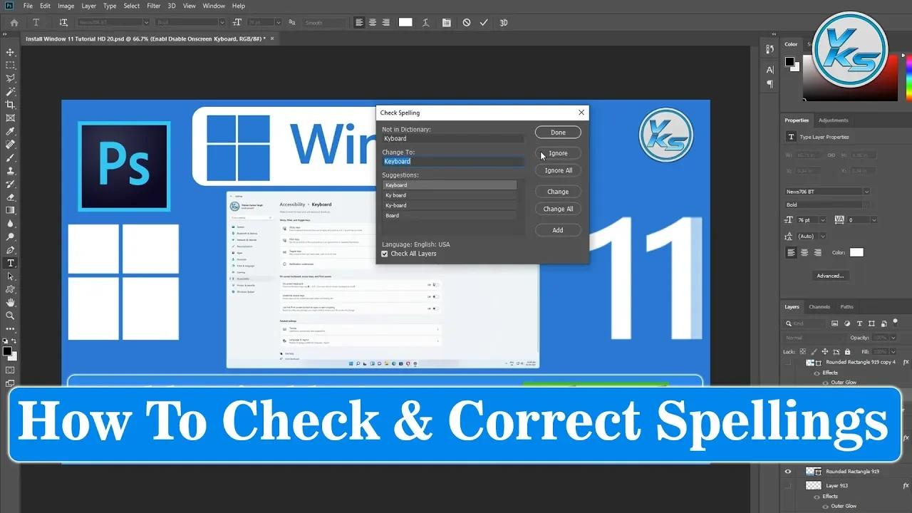 How To Check And Correct Spellings in Adobe Photoshop | Photoshop Me ...