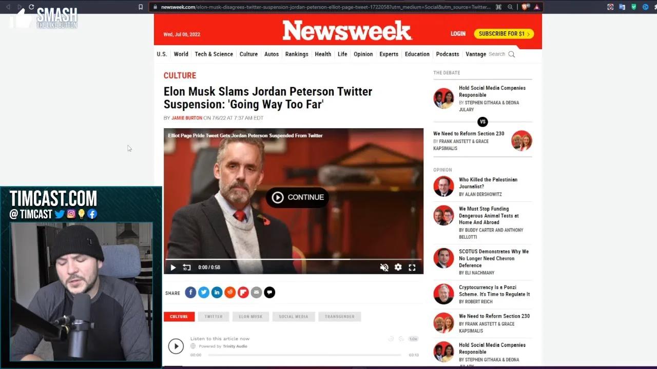 Elon Musk Slams Twitter Over Jordan Peterson Suspension Midler And