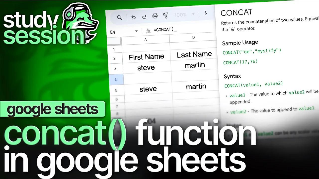 CONCAT Function In Google Sheets How To Use CONCAT() In Sheets