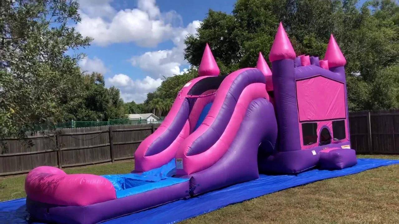 Pink bounce house combo delivery