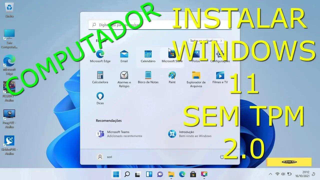 como instalar o Windows 11 em computador antigos sem requisito e sem