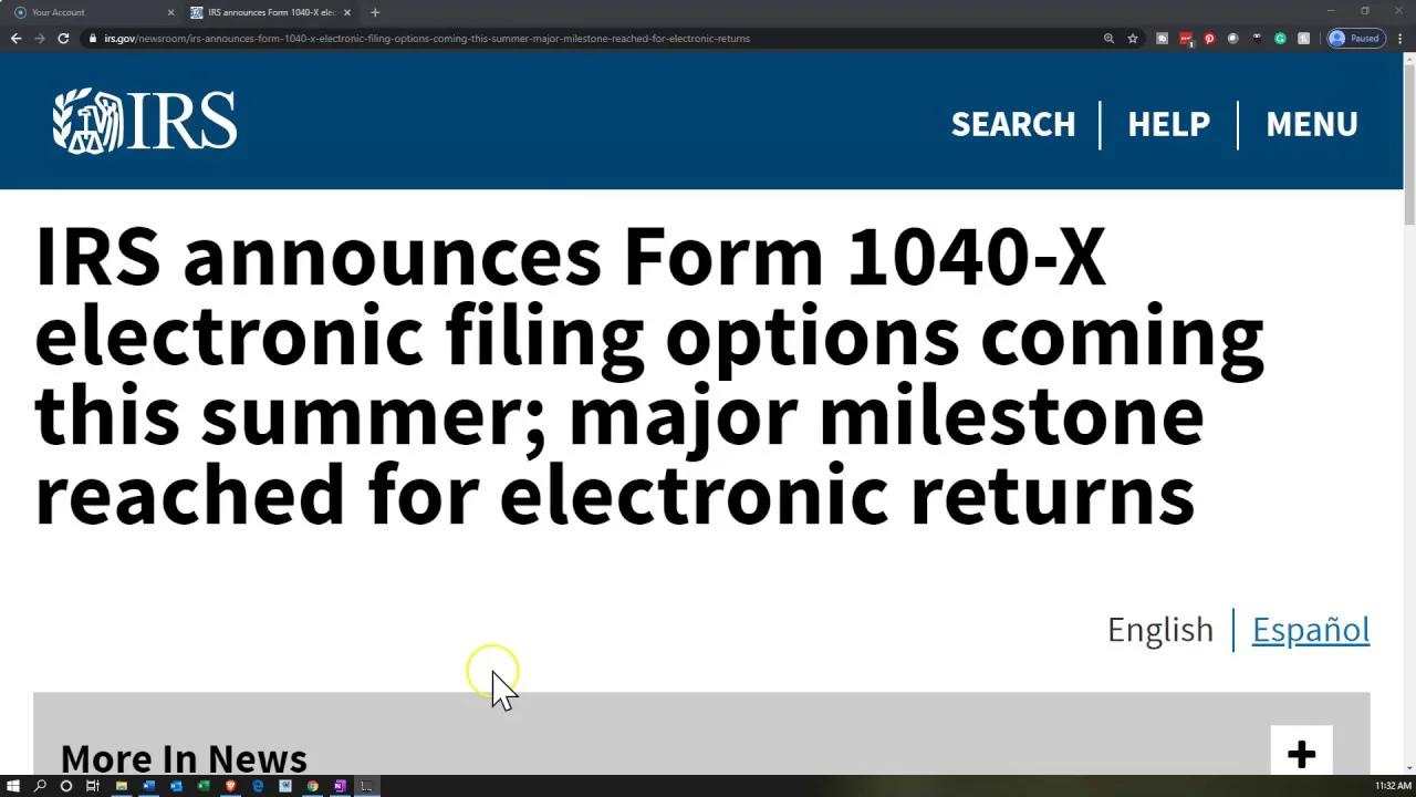 Irs News Irs Announces Form 1040 X Electronic Filing Options Coming This Summer 9912