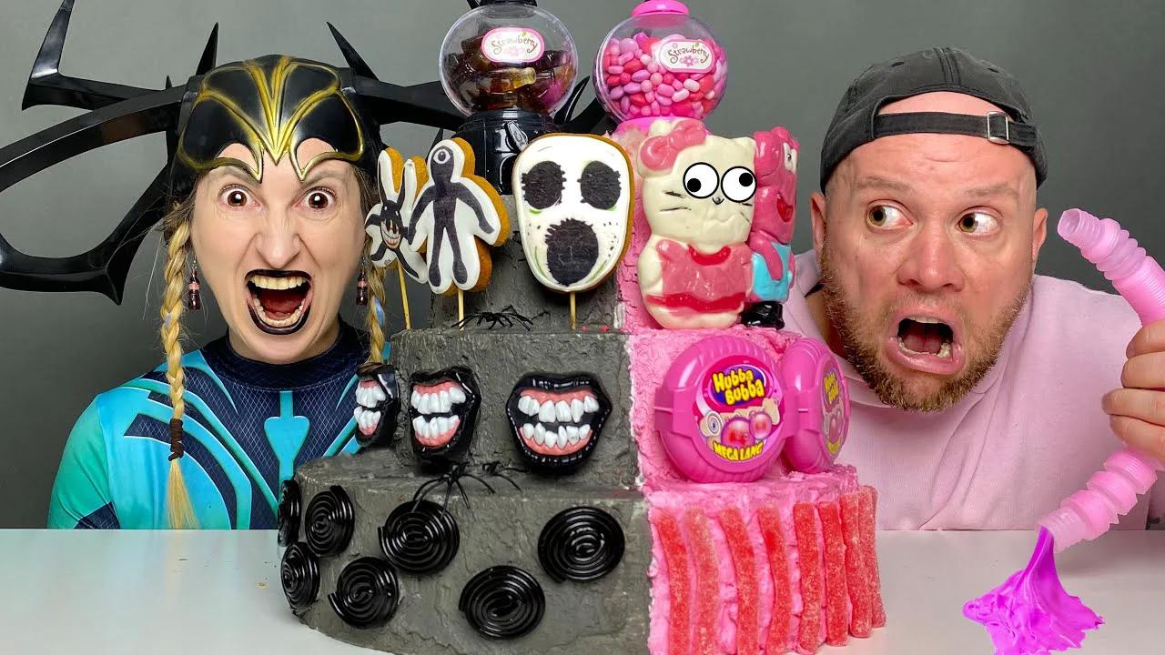 Cake Decorating ideas 케이크 챌린지 Pink Vs Black Challenge by Hubabu