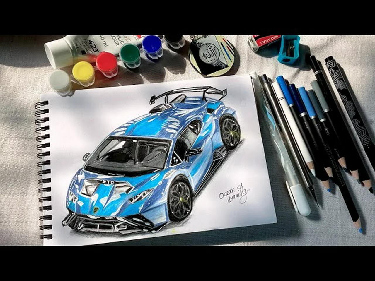 How to draw Lamborghini 💙 // step by step // tutorial video