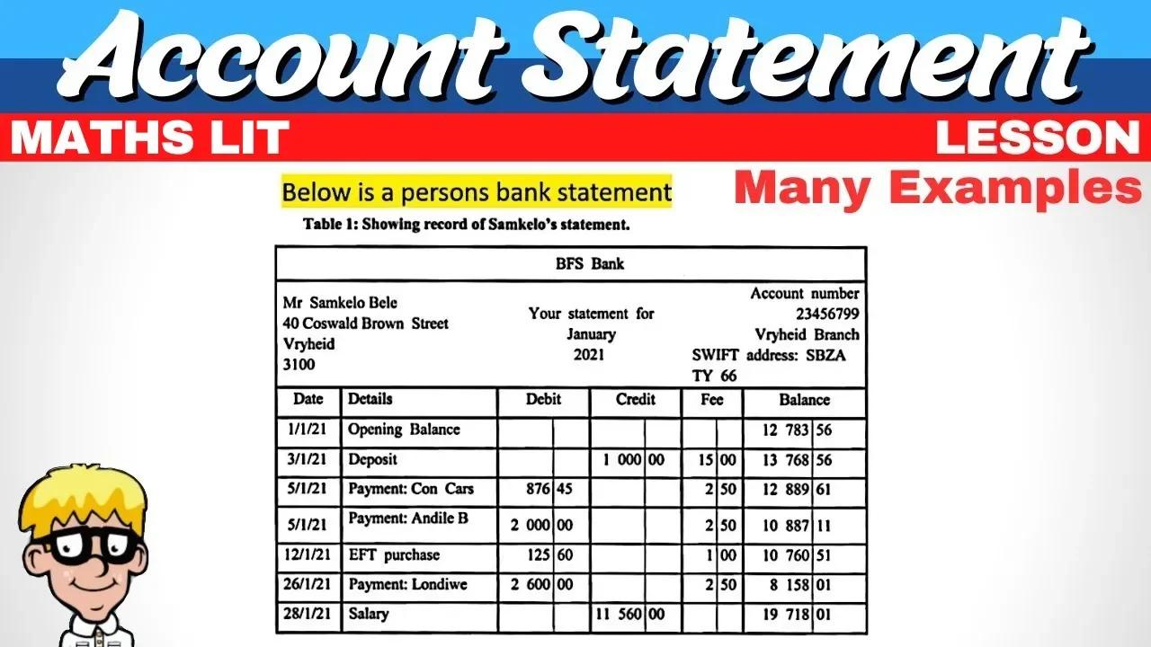 Account Statement Maths Literacy
