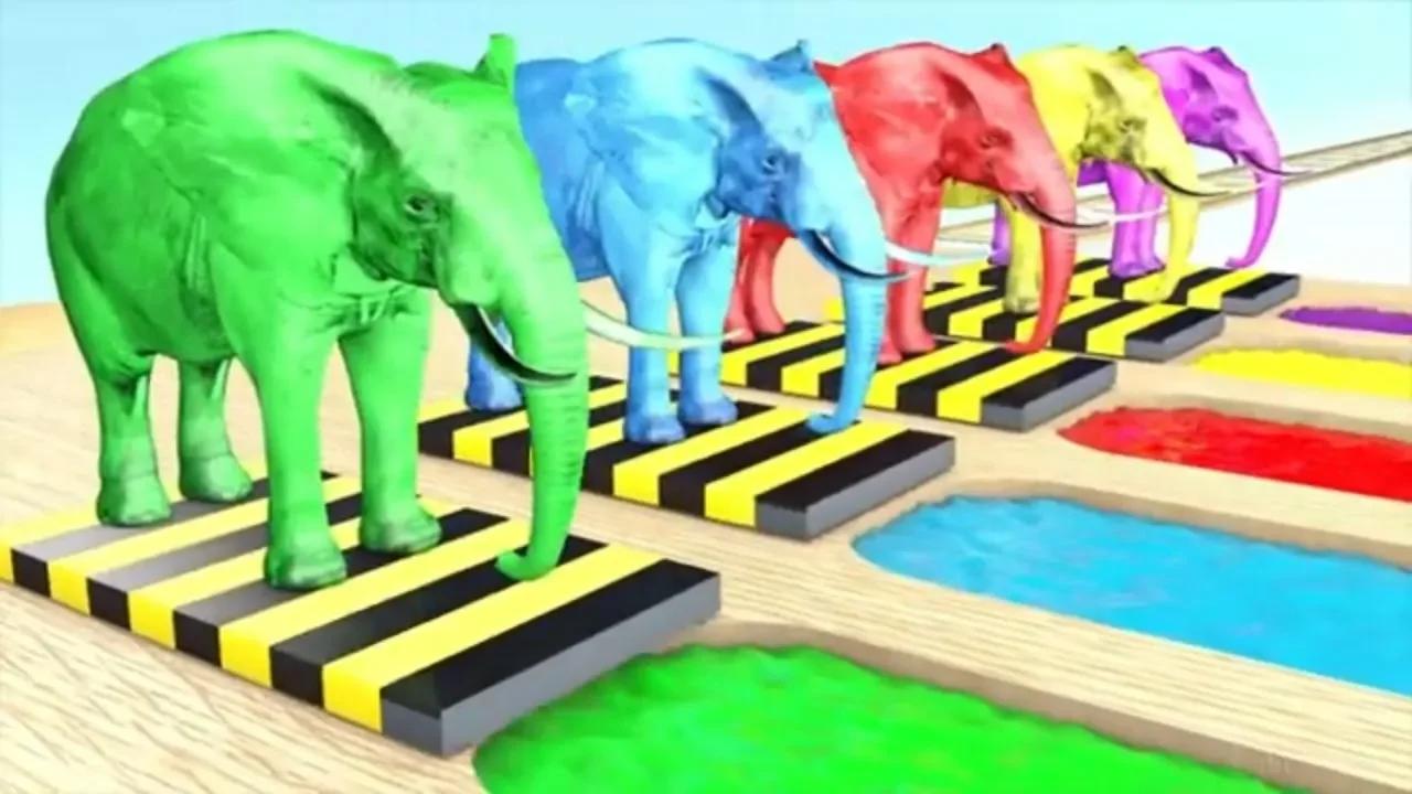 aprende los colores con animacion 3d, animales para niños, # elefantes ...