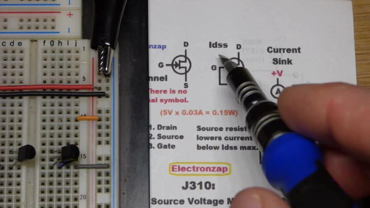 J310 N Channel JFET Idss current source multimeter measured by Electronzap