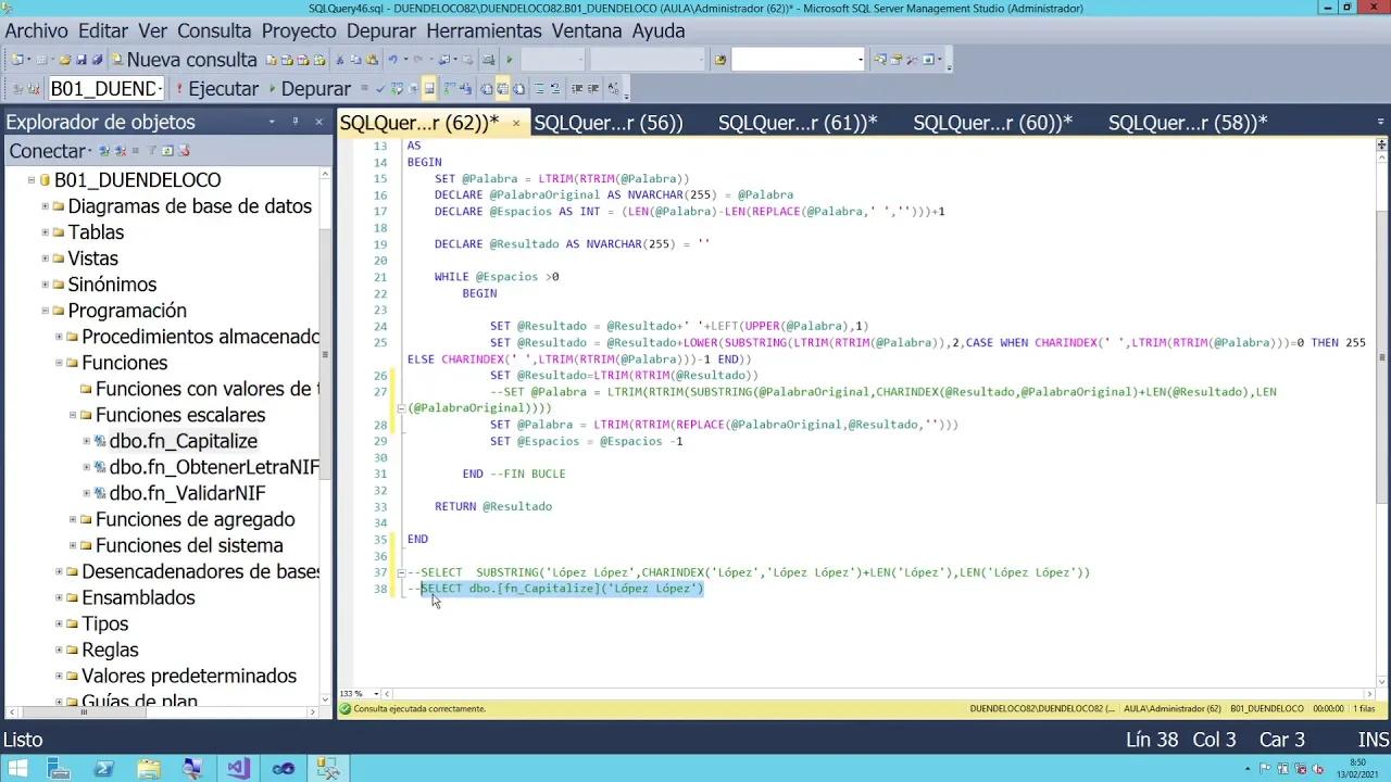SQL FUNCION Mejorada FN CAPITALIZE Transformar Palabras
