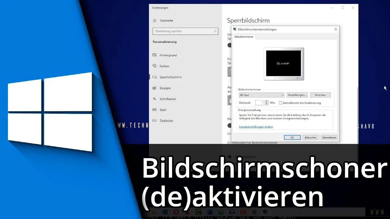 Bildschirmschoner in windows 10 aktivieren deaktivieren tutorial
