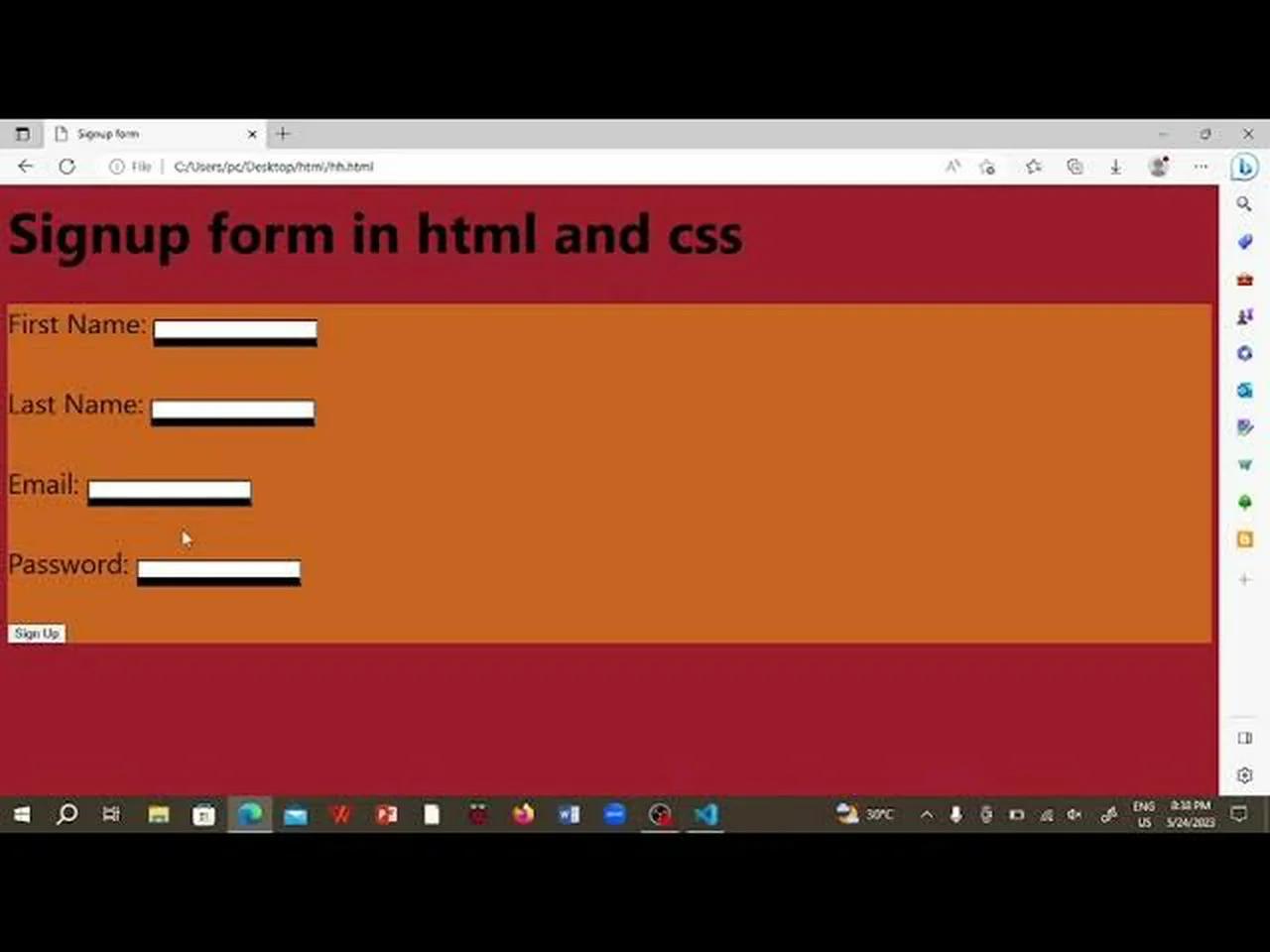 Sign Up Form In HTML & CSS | How To Create A Sign Up Form In HTML & CSS