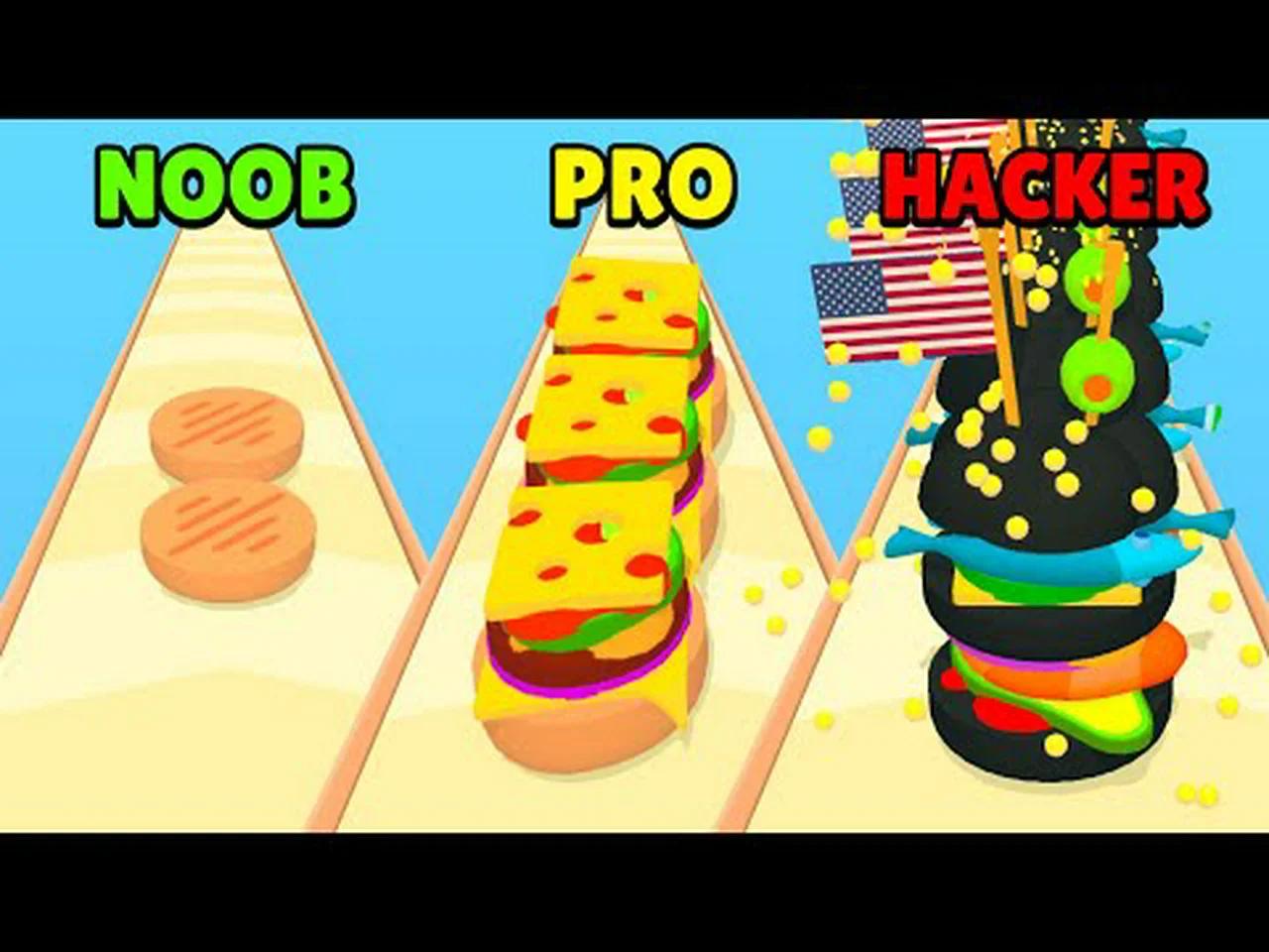 🤢 NOOB vs 😎 PRO vs 😈 HACKER - Burger Rush 3D | Download App Store APK
