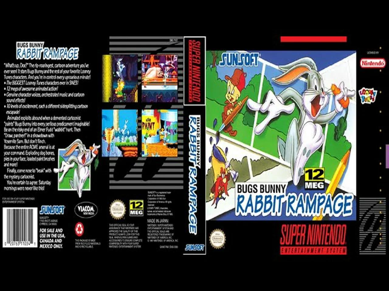 Bugs Bunny In Rabbit Rampage Super Nintendo Game Play 4K Ultra HD AI ...