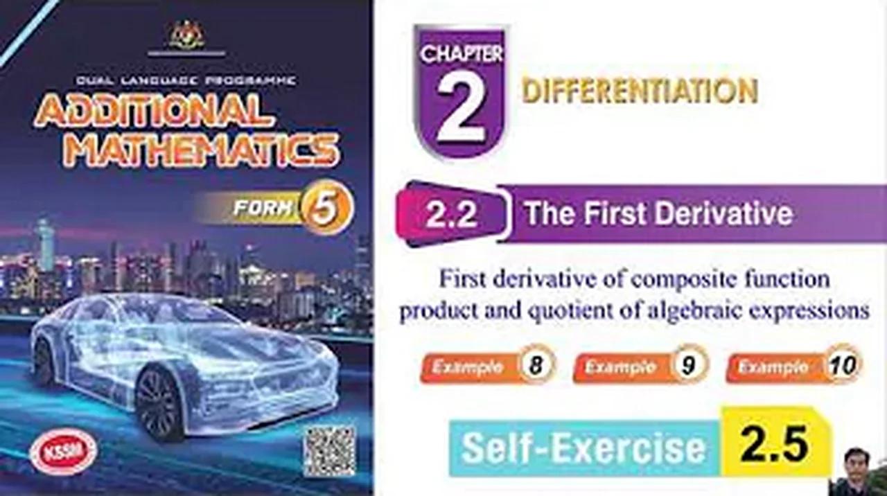 #KSSM ADDMATH FORM 5 Differentiation - Product and Quotient Example 8 ...