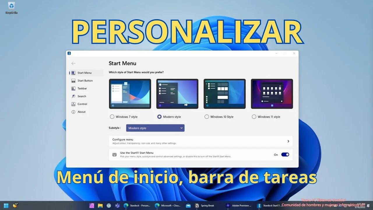 Personalizar y mejorar la barra de tareas y el menú de inicio de ...