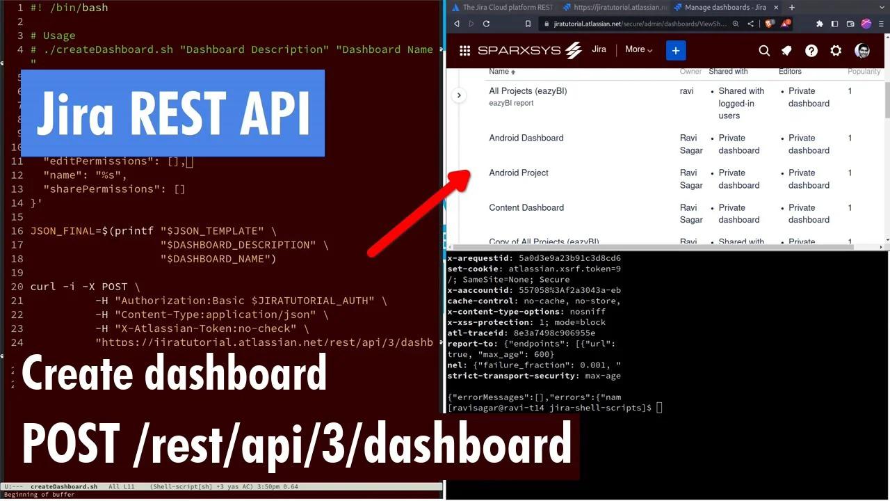 Jira REST API Create a dashboard