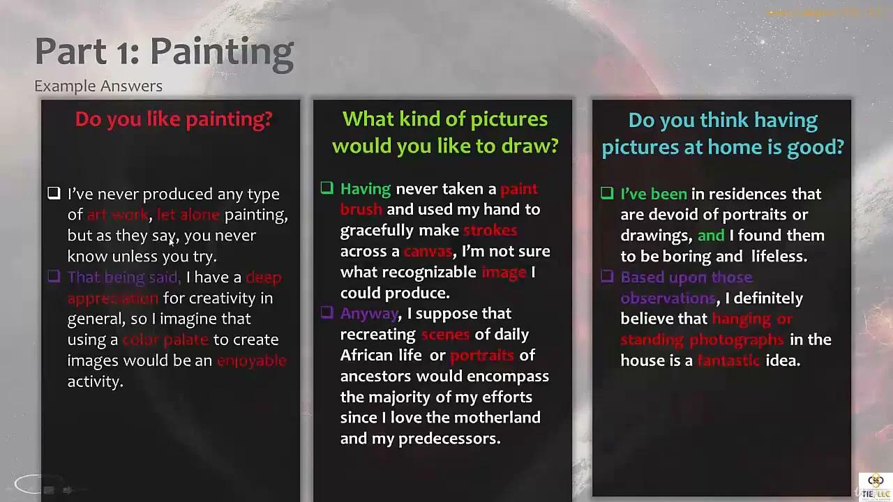 11 Part 1 Painting Sample Answers