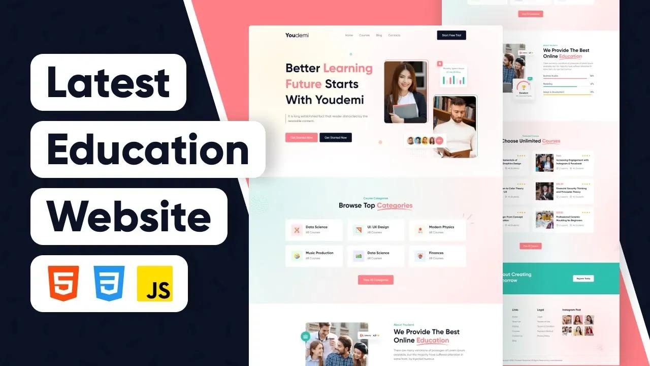 How to Make a Responsive Education Website Using HTML CSS JavaScript