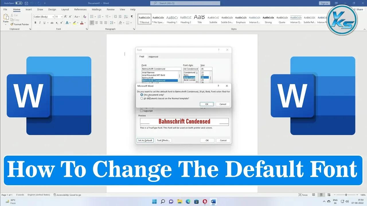 how to change default font in word mobile