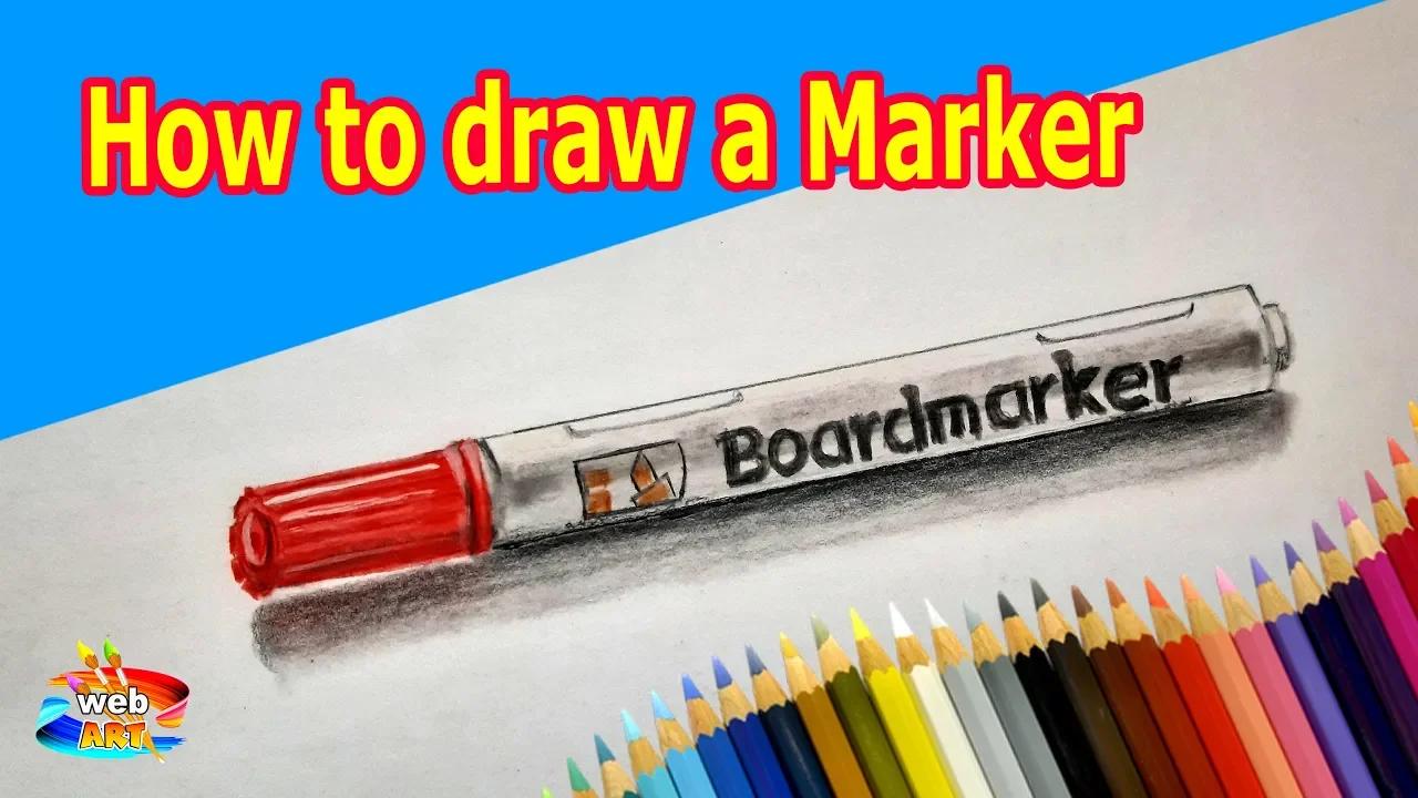 How to draw a marker Pen, Pen Easy Draw Tutorial,How to draw a ...