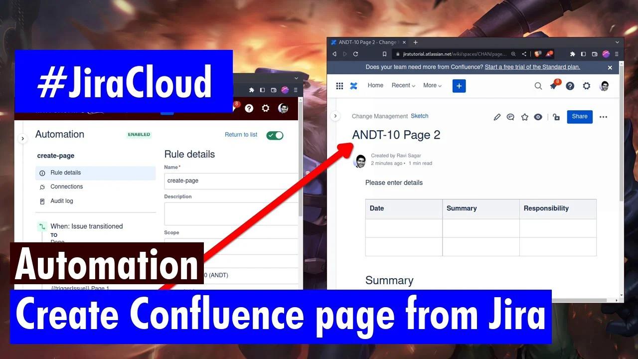 how to create confluence page in jira