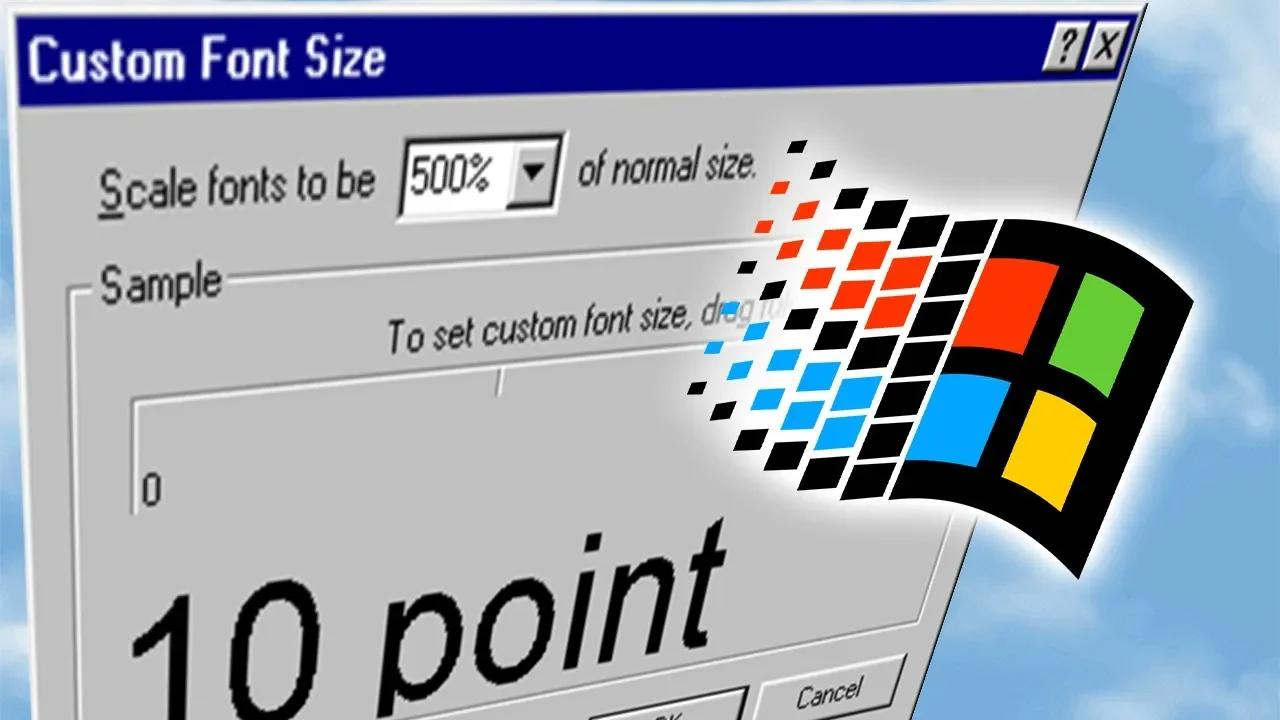 Windows 95 at 500% DPI Scaling