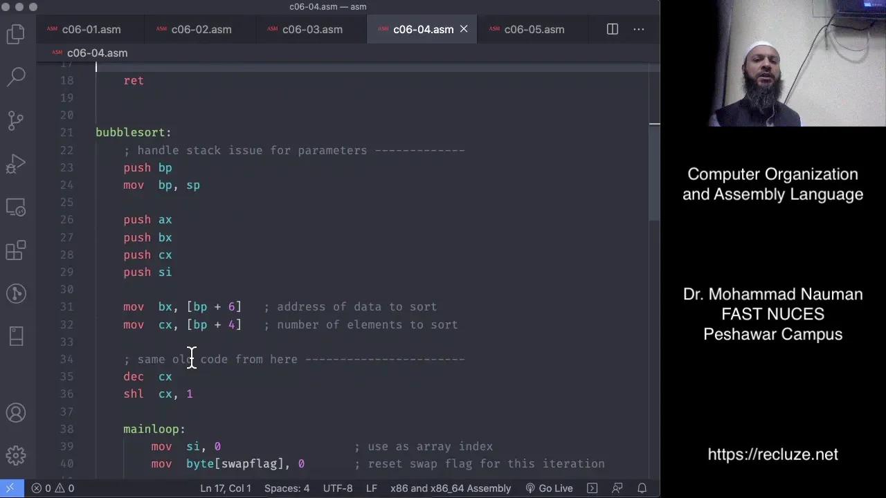 Computer Organization and Assembly Language 15 - Local Variables on the ...