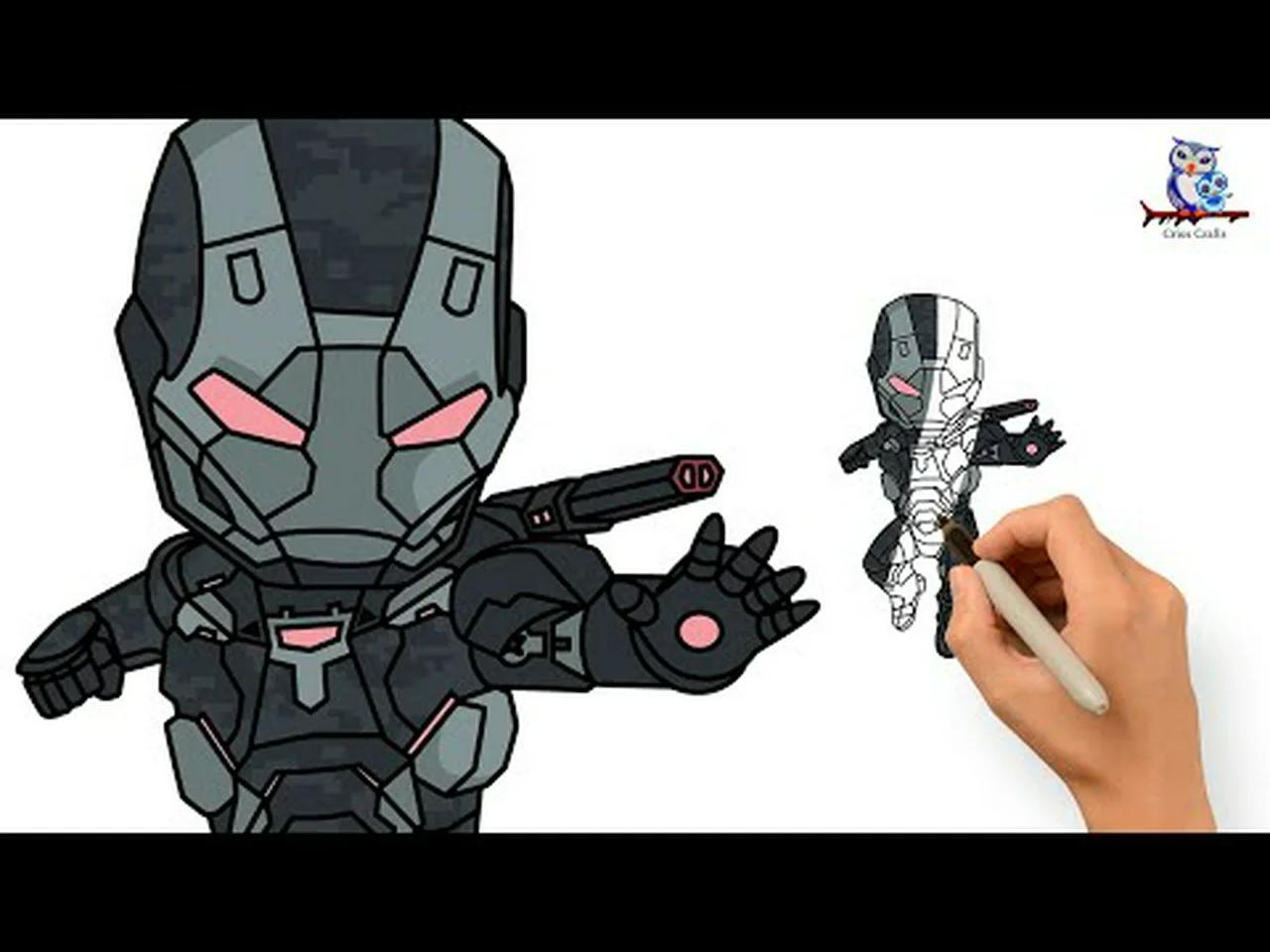 How To Draw War Machine Armor Wars - Chibi Tutorial