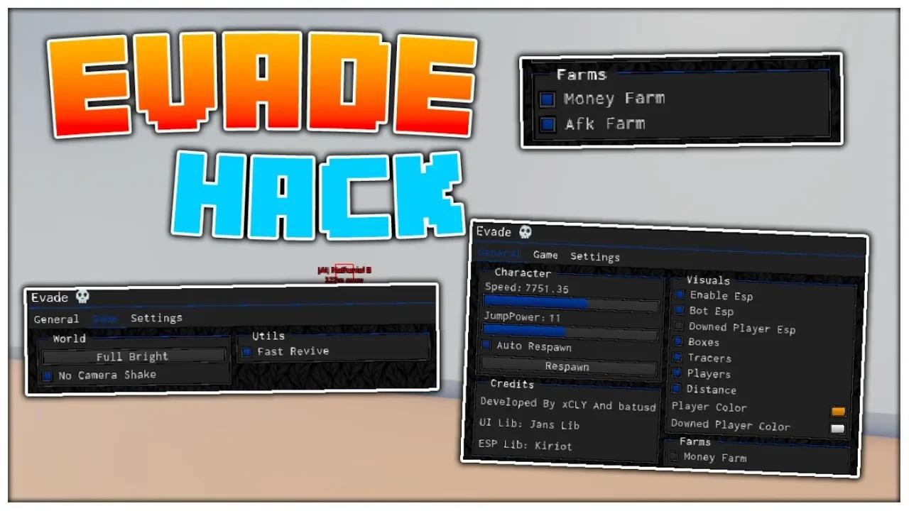 ROBLOX Evade Script Hack GUI Auto Farm Infinite Money ESP 