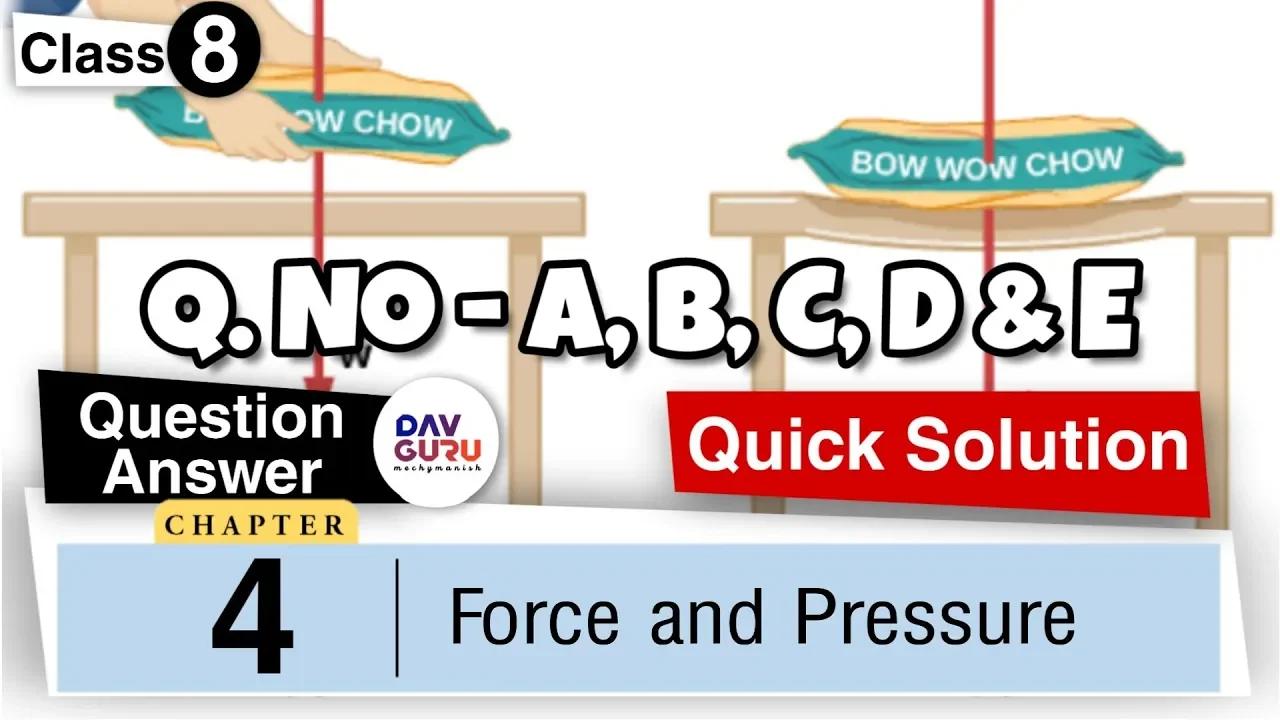 Chapter 4 | Force and Pressure | Class 8 DAV Science | Question Answer 🔥🔥🔥
