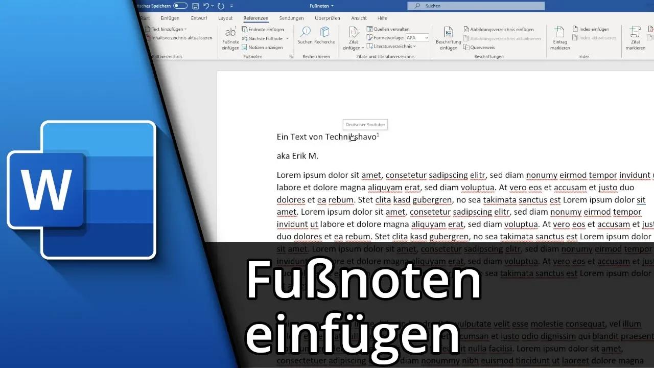 Word Fußnote einfügen / ändern / löschen + Formatierung Tutorial